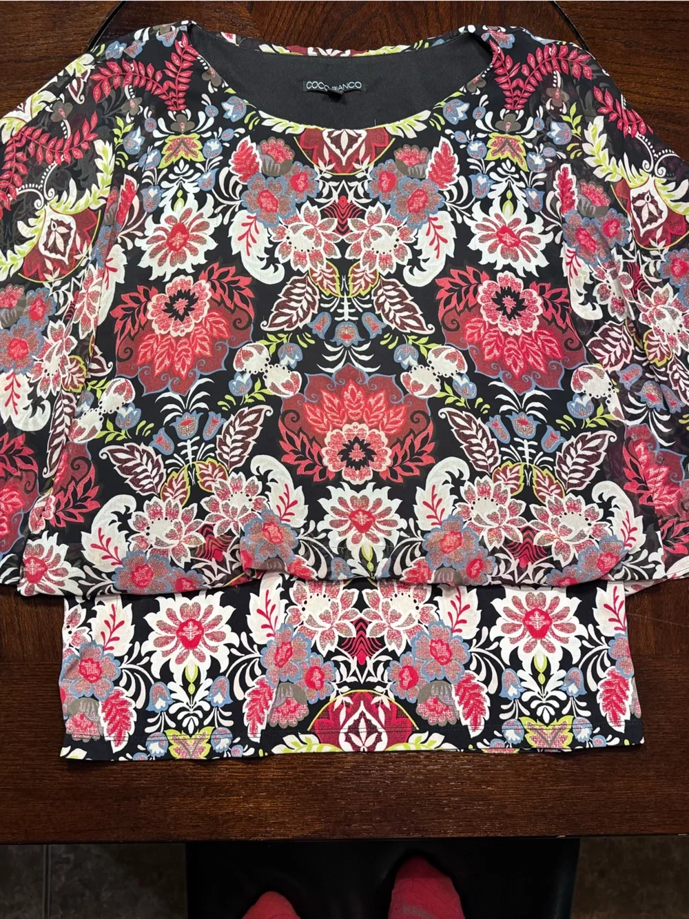 Coco Bianco Black Floral-Trim Tunic - Picture 1 of 6